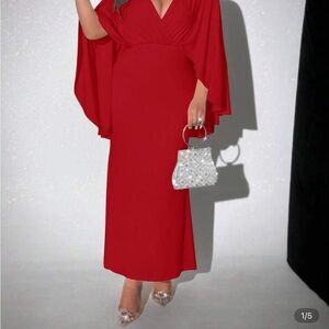 SHEIN Red Long Sleeve Dress
